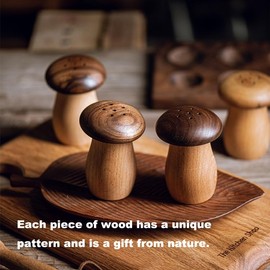 Agirlvct Toothpick Dispenser, Wood Cute Mushroom Toothpick Holder Container Home Kitchen Restaurant Dining Room Christmas Thanksgiving Birthday Gift for Friend Family Decoration(with toothpicks)