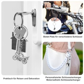 AOZUO Pack of 2 Motorcycle Helmet Key Chain, Motorcyclist Gift Idea Biker Gift 3D Mini Key Ring Motorcycle Helmet Keyring Pendant for Birthday Holiday Gifts, Helmet and motorcycle