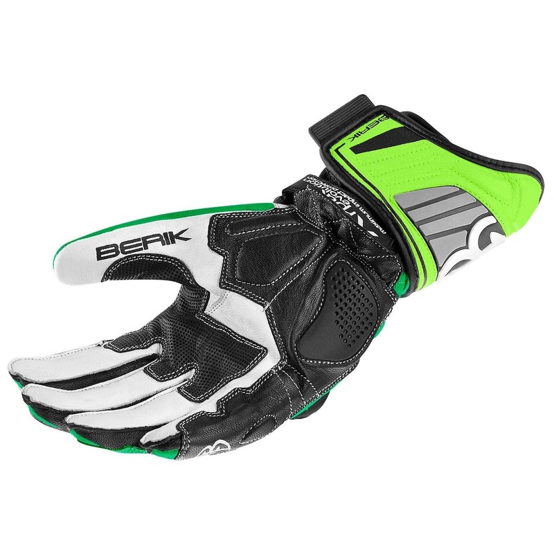 Berik Track Motorcycle Gloves, Black/Green/White, 3XL