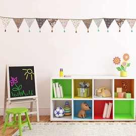 10.5 Ft Pennant Banner Flags, BetterJonny Triangle Cotton Bunting Banner for Nursery Decor, Double Sided Colorful Fabric Banners for Garden Shower Birthday Party Bedroom Decorations