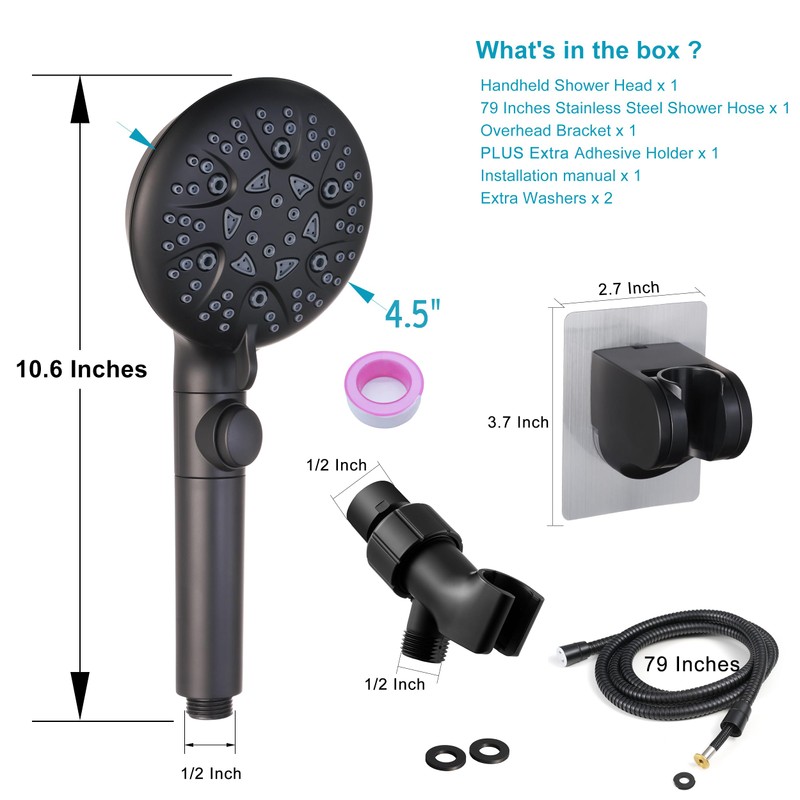 Umyder High Pressure 8-mode Handheld Shower Head with On Off