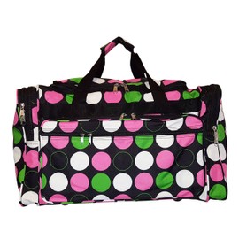 22 inch Fashion Multi Pocket Gym Dance Cheer Travel Carry On Duffle Bag with Bottle Holder (Blank - Multi Dot)