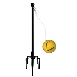 Garbuildman Tetherball Set with Rope for Outdoor Backyard, Adjustable Tether Ball Pole with Reinforced 5-Prong Base for Playground, Outside Ball Games Sports for Kids & Adults, 7.5 FT, Black