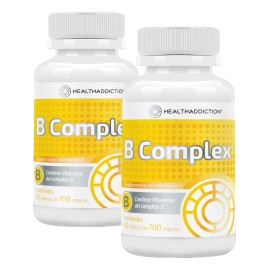 B-Complex Health Addiction | 2 Pack (120 Tabletas) | Energía Natural y Sistema Nervioso | Vitaminas B1-B12 | Vegano y Sin Azúcar
