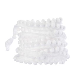 Flecos de bolas con adornos de pompones – Cinta para coser flecos, borlas, accesorio de encaje para manualidades, decoración del hogar (blanco, 20 yardas)