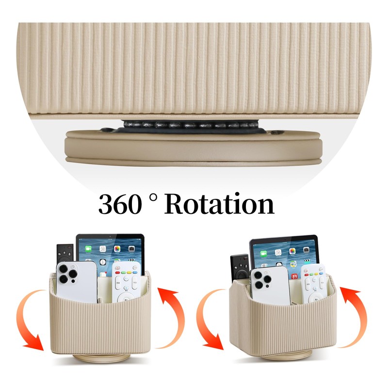 NICLNGSH PU Leather Remote Control Holder, 360 Degree Rotating Desk