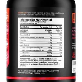 Aceite de Krill Puro 90 cápsulas 1000 mg. Ingredientes naturales: Astaxantina y Alta Concentración Omega 3 EPA y DHA. Icelandic Krill Oil B Life.