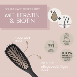 PARSA Beauty Professional Active Ingredient Brush Keratin + Biotin (Hair Brush Narrow / Long) - Hair Brush for Straightening and Care - Hair Brush Curly Hair - Hair Brush Long Hair