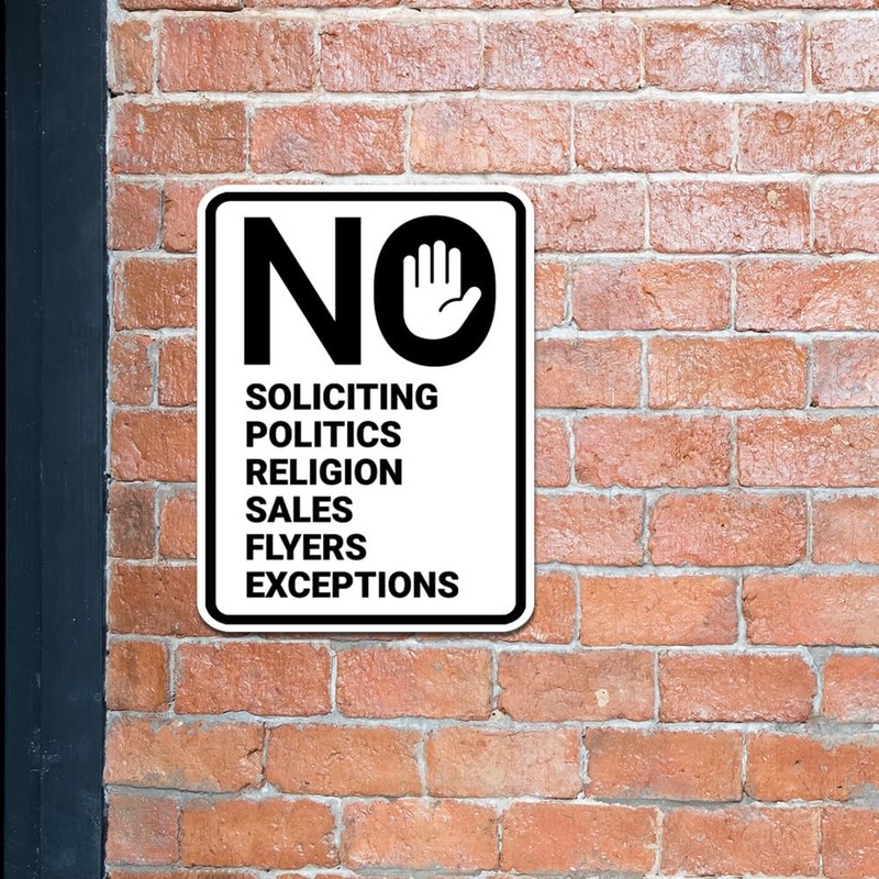 Retrato redondo No Soliciting No Politics No Religion No Sales