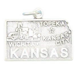 Wholesale Charms Kansas State Map Wizard of Oz Topeka Wichita 925 Solid Sterling Silver Charm DIY Crafting