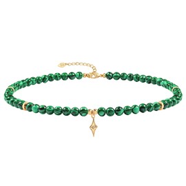 SOFYBJA Green Malachite Beads Choker Necklace Gold Star Zircon Pendant Necklace Women Chakra Healing Gemstone Jewelry Amulet Gifts