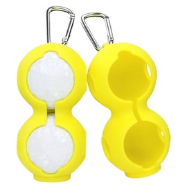 Emsing SID05-YE Golf Ball Case with 8 Colors, Includes Carabiner, Easy to Insert, Difficult to Fall Off, 2 Pieces, Lightweight, Yellow, Stylish, Competitions, Prizes, Convenient, Golf Ball Holder,