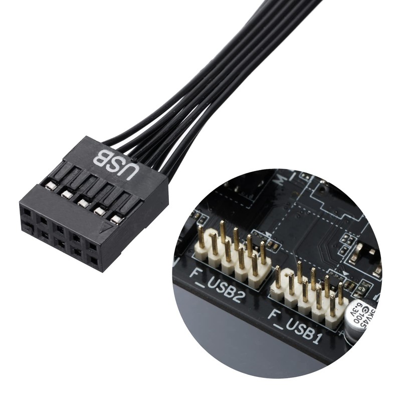 MZHOU Dual USB 2.0 Header Splitter - 9-Pin Motherboard Male