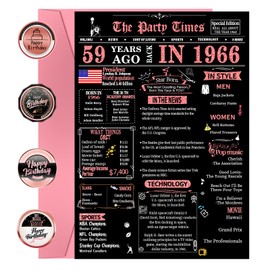 Joycard 59th Birthday Cards, 59th Black Pink Birthday Decorations, Best 59 year old Birthday Gifts for Women Mother, Happy Birthday Cards for Wife