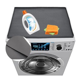 Washer and Dryer Covers for the Top, Anti-Slip Washing Machine Top Protector Mat, Dust-Proof & Quick Drying Washer Dryer Cover for Laundry Kitchen Home (Dark grey)