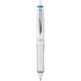 PILOT Dr. Grip PureWhite Refillable & Retractable Ballpoint Pen, Medium Point, Blue Accents, Black Ink, Single Pen (36206)