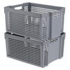 Gitany 2 Pack Plastic Stackable Basket, Large Storage Basket, Grey