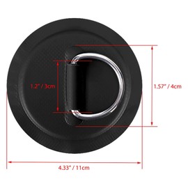 4 Pieces Surf D Rings Patches, D-Ring Patch Heavy Duty SUP Bungee Deck Rigging Kit for PVC Inflatable Boat Sup Kayak Canoe Deck Surfboard Raft Stand Up Paddle Board (Black)