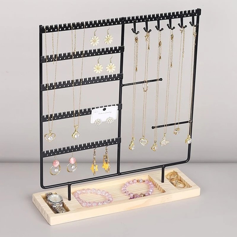 Vellure Jewelry Organizer Drawer – Wooden Base with Metal T-Bars,