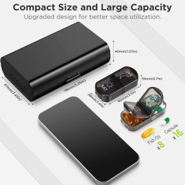 Zannaki Metal XL Weekly Pill Organizer 2 Times a Day, Large Travel Daily Pill Box 7 D...