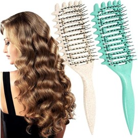 Cepillo Para Cabello Rizado 2 Piezas, Peine Desenredante Antitirones, Cepillo Definidor de Rizos para Cabello Húmedo, Seco, Grueso o Delgado, Peinado