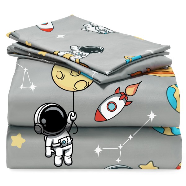 Joiedomi Kids Twin Sheet Set Astronaut - 3 Piece Soft