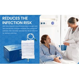 ECOBLUE 15pcs Pack 2000ml Urine Drainage Bag – Non Sterile Overnight Bags with T-Tap Valve and 85cm Tube - Bedside Drainable Urinary Bags - Non-Latex Urinary Catheter Night Bags