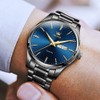 Day Date Watches Men,Black Steel Blue Men Watch,Big Face Men