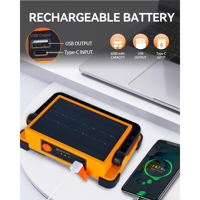 Multifunction Rechargeable Emergency Light with Stand - Solar Portable Work
