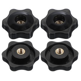 PATIKIL M5 x 32mm Through Hole Knob Nut Screw, 4 Pcs Brass Screw-On Female Thread Knob Plastic Star Knobs Clamping Handles Threaded Hand Knobs Black