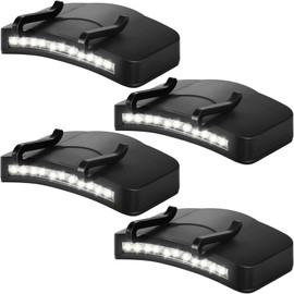 Mudder 4 Pcs Hat Light Clip 11 LED Cap Lights Clip on Hat Headlamp Battery Powered Cap Brim Lamp Black Waterproof Ultra Bright Headgear Flashlight for Hunting Camping Fishing Hiking