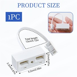 Telephone Rj11 Double Adapter, Rj11 One Male Plug to 2 Female, Bt Telephone Splitters, White One Bt Plug to Two Bt Sockets Splitter for Fax, Landline, Telephone Equipment, Modem