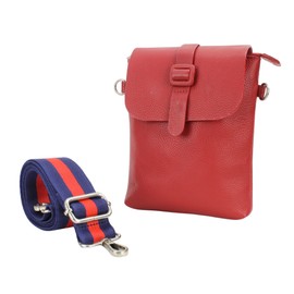 Flap Over Crossbody Bag with Adjustable Guitar Strap – Stylish Snap Closure Purse for Women – Faux Leather (Red)