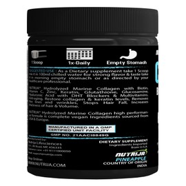 NutriJa NutriJa Collagen Powder with Glutathione, Hyaluronic Acid, Vitamin C, E, Zinc with DHT Blockers & Multivitamins - 30 Servings (Pineapple)