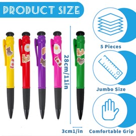 Giant Ballpoint Pen 28 cm, Jumbo Ballpoint Pen with 10 Cute Stickers, Funny Large Retractable Ballpoint Pen, Large Drawing Writing Pen for Prop Gifts Decor (Diameter 3 cm)