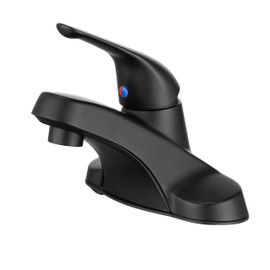 Derengge Matte Black Bathroom Faucet 3 Hole Installation,Single Handle Bathroom Sink Faucet with Plastic Drain Assembly and Water Supply Lines,F-3503-MT