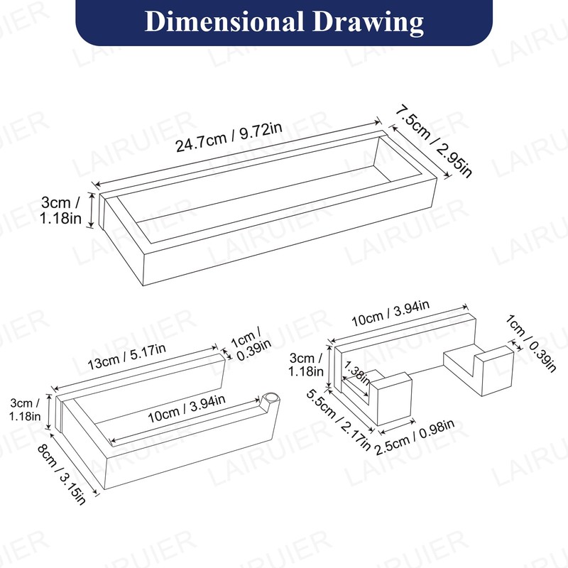 3 Pieces Bathroom Hardware Accessories Set, Set SUS304 Stainless Steel