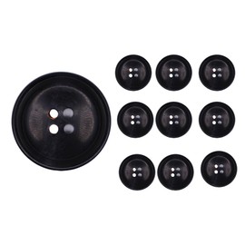 Pack of 10 on 20mm Plastic Buttons Flat 4 Holes, Buttons for Cardigans,Buttons for Cardigans for Coats Jackets Cardigans Flat 32L (Black)