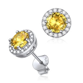 ChicSilver 925 Silver Stud Earrings, Birthstone Earrings for Women Girls, Small Cubic Zirconia Earrings, Hypoallergenic Fashion Jewellery for Birthday, Valentine's Day