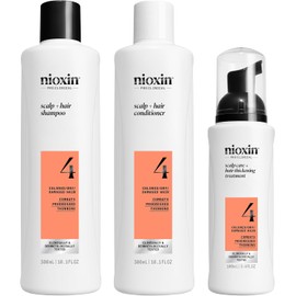 Nioxin System 4 Kit 10.1oz Color Safe Cleanser Shampoo, 10.1 oz Color Safe Scalp Therapy Conditioner, 1Liter Color Safe Scalp and Hair Treatment Unisex 3 Pc