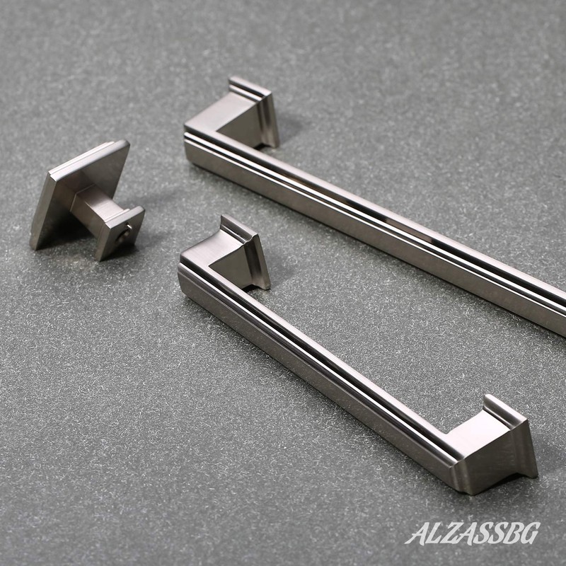 Alzassbg 10 Pack Brushed Satin Nickel Cabinet Pulls, 5 Inch(128mm)