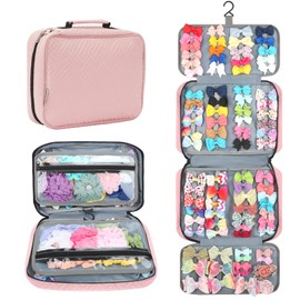 Micom Hanging Hair Accessories Storage Bag for Girls, Hair Bow Organizer, Hair Accessories Storage Carrying Case for Display Hair Clips, Headbands, Scrunchies, Hair Ties Holder, Travelling Storage Bag with Hook
