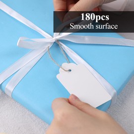 VGOODALL White Gift Tags with Jute, 180 Pack, 1.6 x 2.8 Inches, Kraft Paper Tags with 328 Feet Natural String for Gifts and Crafts