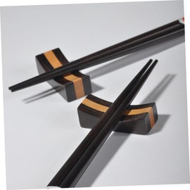 4pcs Chopstick Rest Wooden Spoon Holder Multifunctional Chopsticks Rest Spoon Stand Cutlery Organizer Wooden Chopsticks Stand Dining Table Cutlery Rest Kitchen Accessory Spoon Rack (Black, 4.6*1.9CM)