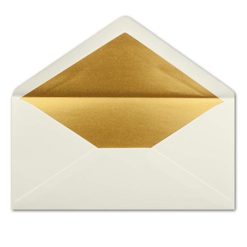 Envelopes size DIN Long, gummed, wet seal, Gold / Silver