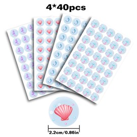 Mermaid Round Candy Sticker -Under The Sea Party Baby Shower or Birthday Favors Sticker Labels Fit Chocolate Candy ( 160 Pieces）