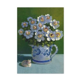 'Post Card A6 ["Family Bouquet The Writer. Artist: Michael Sowa; Satire; Cat; Flowers