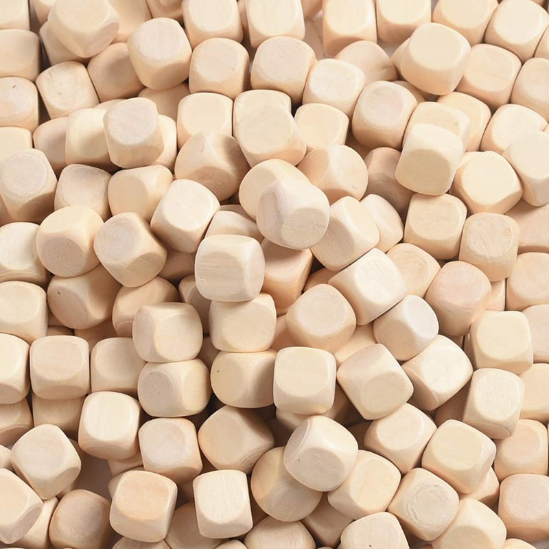 ccHuDE 100 Pcs Blank Wood Dice - Unfinished Wood Cubes
