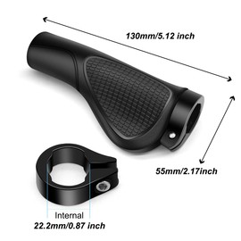 GOUNNU Bicycle Grips Non-Slip Handlebar Grips Ergonomic Soft Rubber Bicycle Grips with Aluminium Lock Handlebar Grips MTB for 22.2 mm Bicycle / Mountain Bike / Road Bike / BMX (Black)