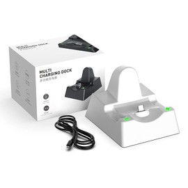 Base de carga 4 en 1 para conmutadorinterruptor OLEDLite Consola, estación de base de carga para interruptor Pro Controller Switch Joycons (blanco)   